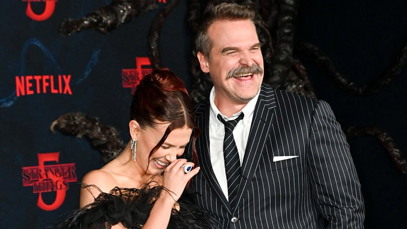 Millie Bobby Brown and David Harbour Reunite at Stranger Things Finale Premiere After Feud Rumors